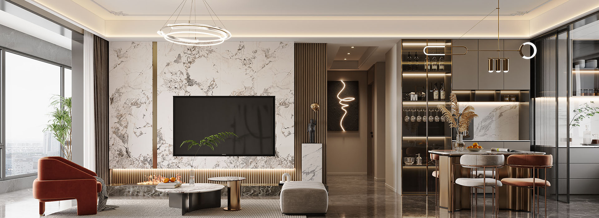 融創玖璽臺132㎡簡法輕奢混搭風