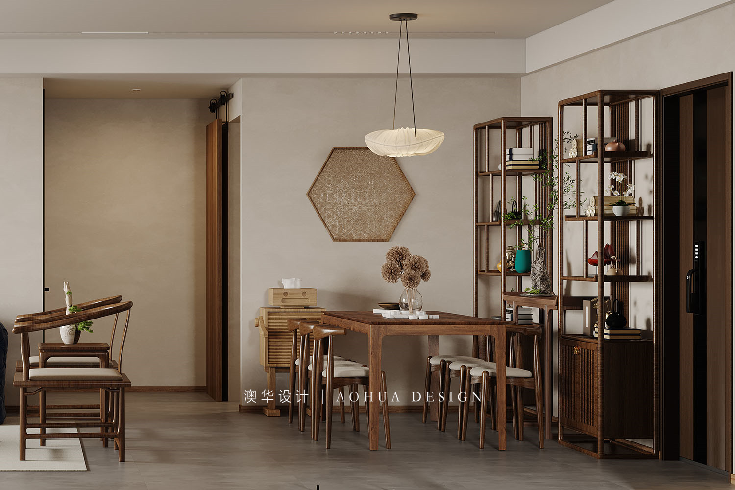 萬科翡翠國際140㎡現(xiàn)代中式混搭