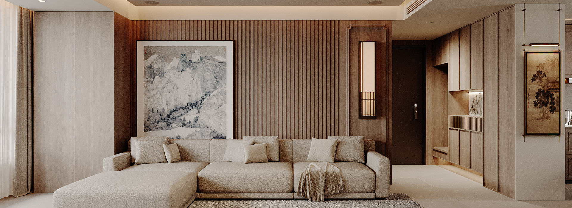 華發都薈天地裝修,現代咖色系