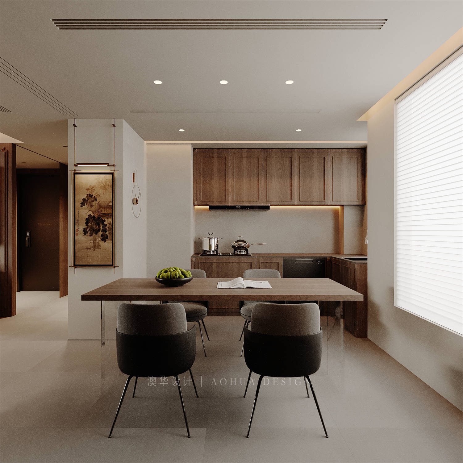 華發都薈天地裝修,現代咖色系