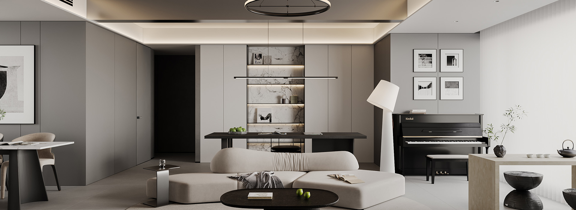 華發(fā)都薈天地裝修,現代黑白灰