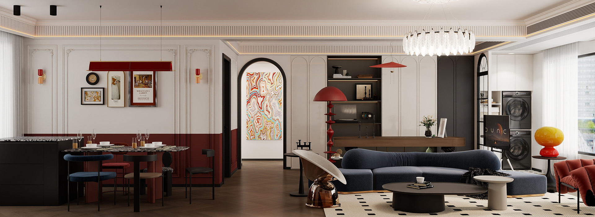 華發都薈天地裝修,法式復古風格