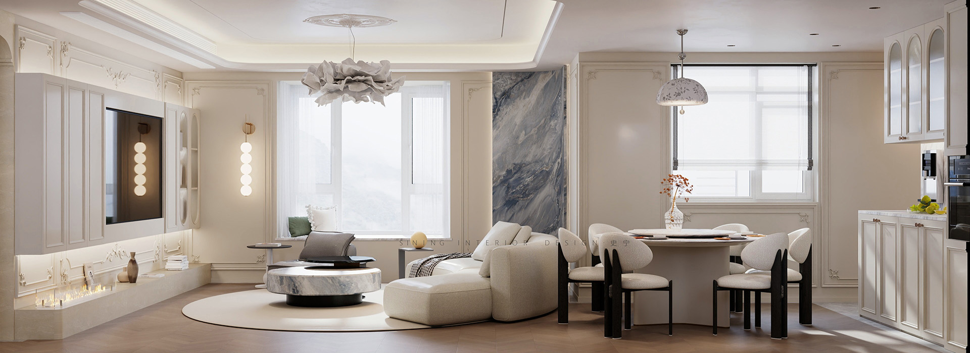 能建長江華府裝修,輕法式風格