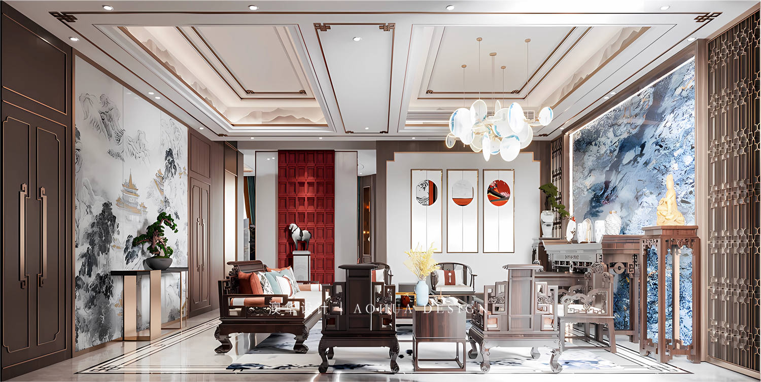 武漢別墅裝修,新中式風格